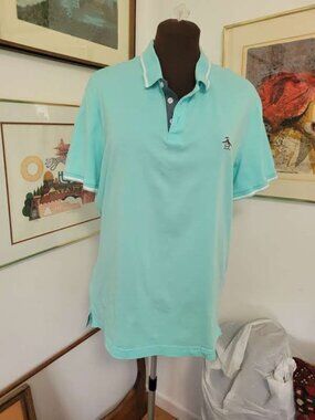 Aqua Blue Penguin Polo Shirt Size L